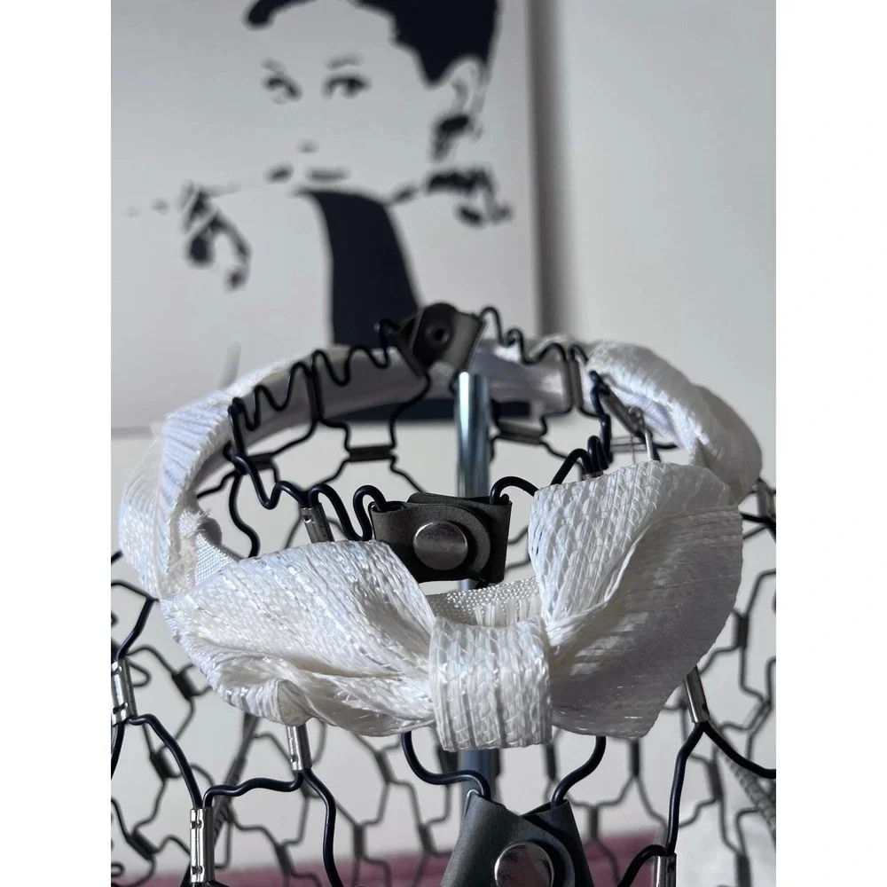 White Textured Bow Headband Vintage Style‎ Woven Bridal Hair Accessory